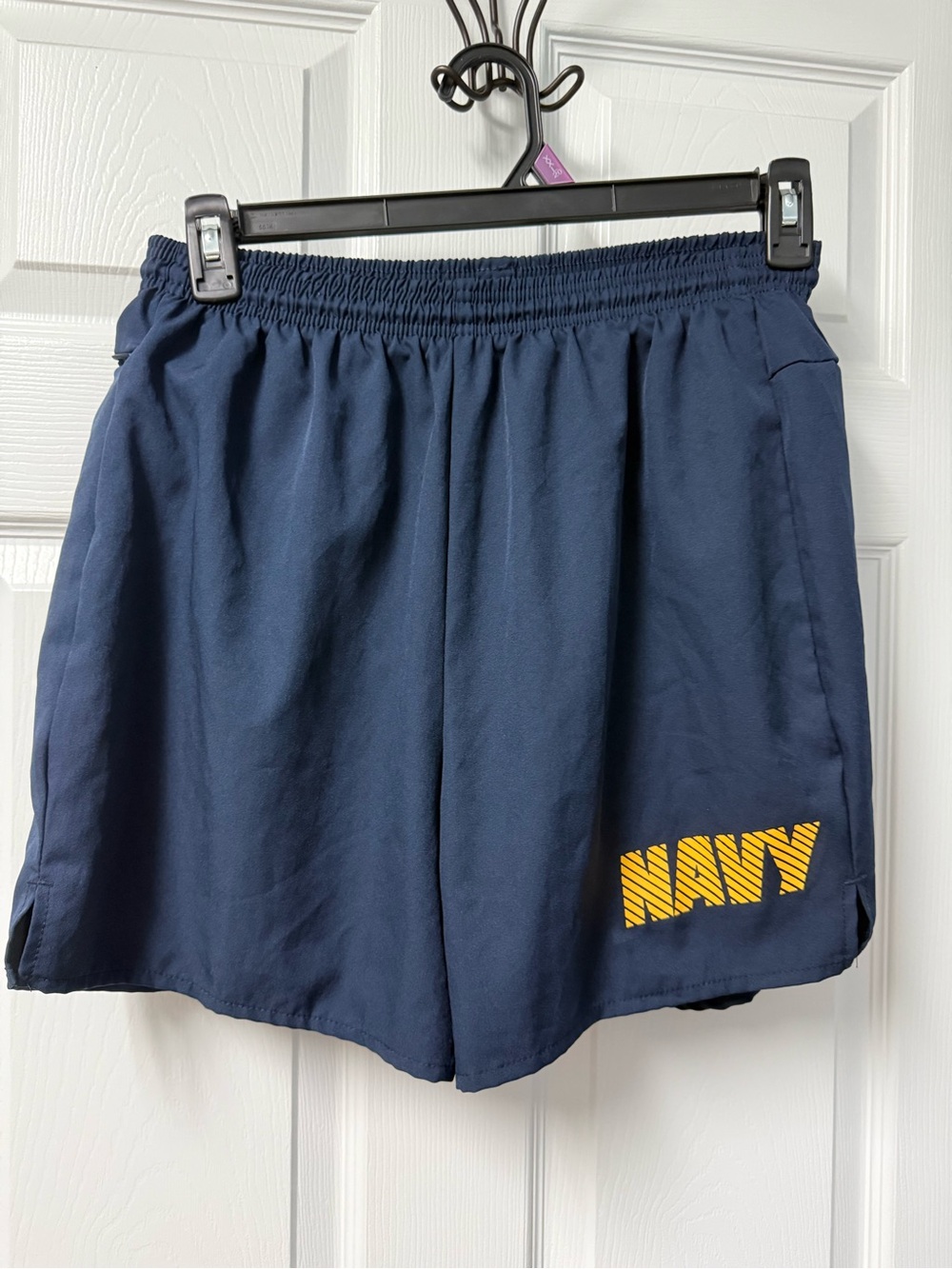 Soffe Navy Athletic Shorts with Yellow NAVY Logo